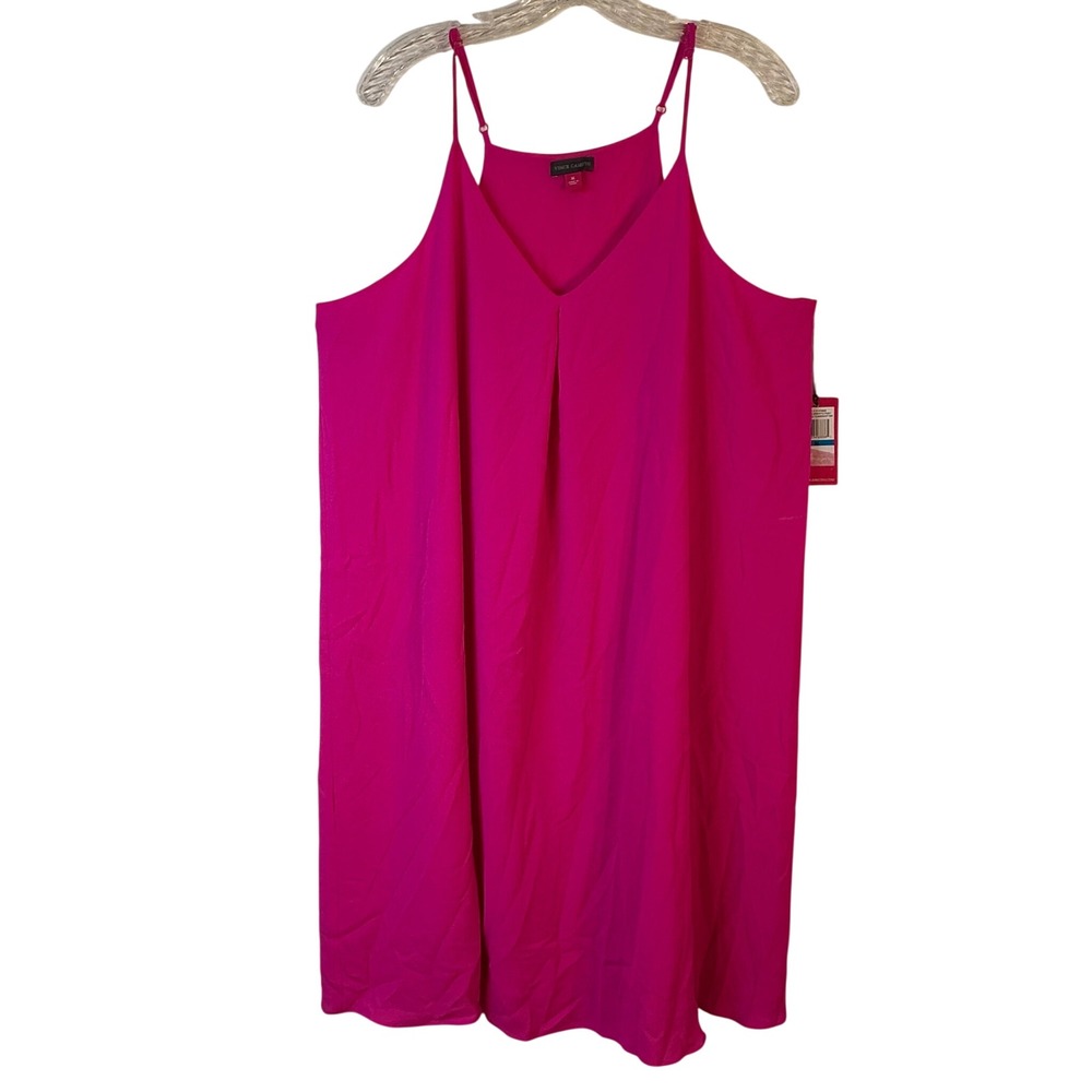 Vince Camuto Havana Brights Fash Dress XL Flamingop Ink Fuchsia Pink V-Neck